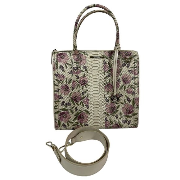 Brahmin Caroline Labyrinth Floral Snake Print Leather Designer Handbag Floral